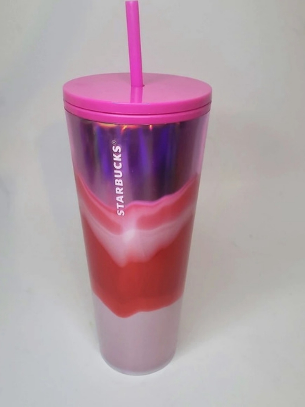 Starbucks Pink and Red Ombre Cold Cup Tumbler